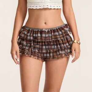 Plaid Ruffle Mini Skort